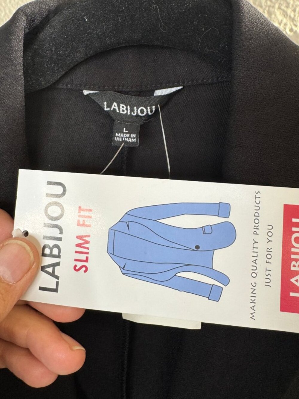 Labijou Womens Black Slim Fit Blazer Long Sleeve Button-Up Jacket Large NWT - Picture 6 of 7